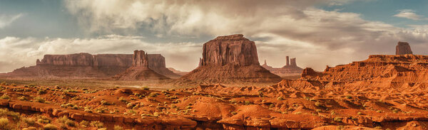 Landscape of Monument valley. Panoramic view. Navajo tribal park, USA.