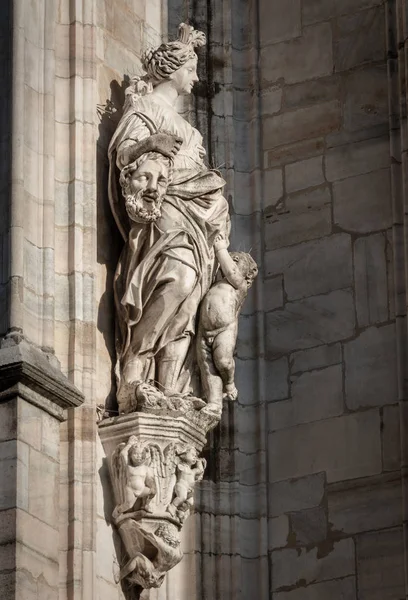 Milão Itália Junho 2018 Decoração Exterior Catedral Milão Catedral Basílica — Fotografia de Stock