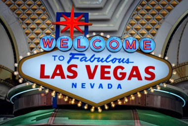 Las Vegas sign, twilight, Nevada, ABD