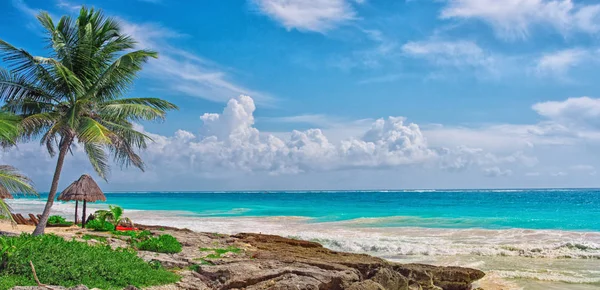 Praia Tropical Mar Caribe Yucatan México — Fotografia de Stock