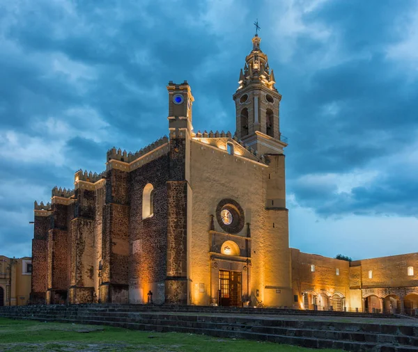 Pohled Kláštera San Gabriel Při Západu Slunce Cholula Mexiko — Stock fotografie