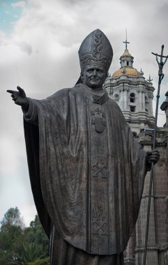 Papa John Paul II, Basilica square Our Lady Guadalupe Mexico City'de heykeli