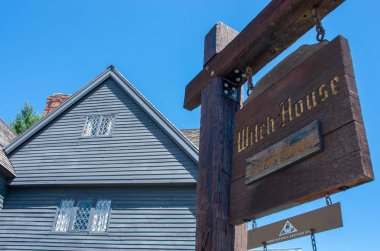 Salem, Massachusetts, USA- July 12, 2018: Jonathan Corwin House in Salem, Witch House clipart