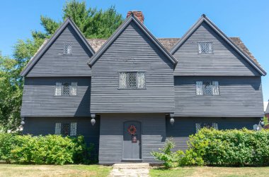 Salem, Massachusetts, USA- July 12, 2018: Jonathan Corwin House in Salem, Witch House clipart