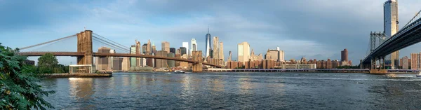 Panoramablick Auf Manhattan Und Brooklyn Bridge New York Usa — Stockfoto