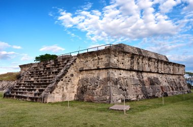 Temple of the Feathered Serpent in Xochicalco. Pre-Columbian archaeological site in Mexico.  UNESCO World Heritage Site clipart