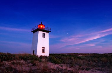 Wood End lighthouse at night in Provincetown, Massachusetts, USA. clipart