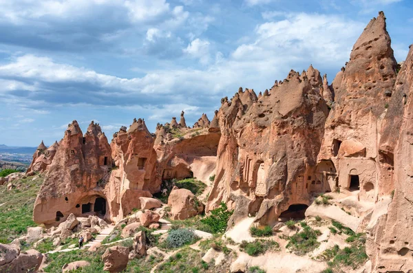Formations Rocheuses Grottes Dans Vallée Zelve Cappadoce Turquie — Photo
