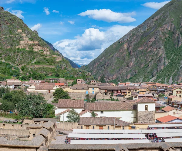 Ollantaytambo Peru 2015 Március Kilátás Városra Régi Inka Erődre Andok — Stock Fotó
