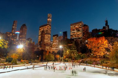 Central Park, New York City'deki buz pateni pisti