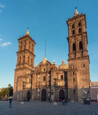 Puebla, Meksika - 26 Kasım 2016: Puebla Katedrali Puebla, Meksika için