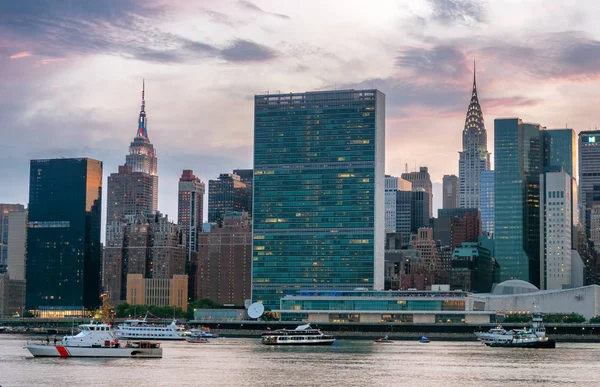 Beau Coucher Soleil Sur Manhattan Paysage Urbain New York — Photo