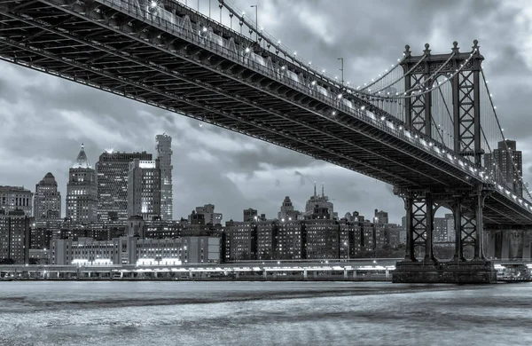 Ponte Manhattan Notte Paesaggio Urbano New York — Foto Stock