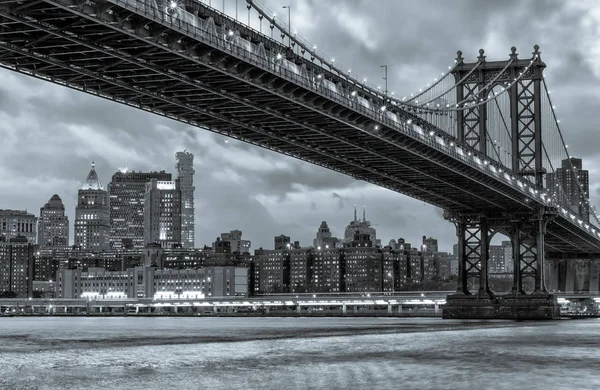 Puente Manhattan Por Noche Paisaje Urbano Nueva York — Foto de Stock