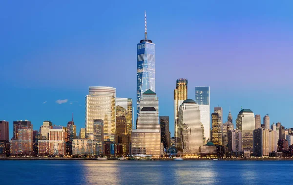 Manhattan Skyline Natten New York City — Stockfoto