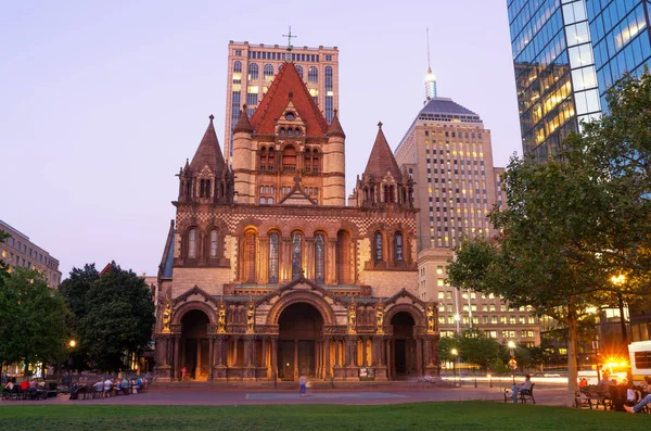 Boston Eua Agosto 2016 Vista Igreja Trinity Edifício John Hancock — Fotografia de Stock