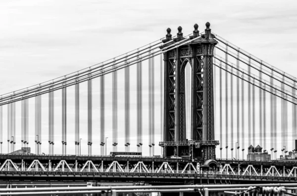Ponte Manhattan Nova York Eua Preto Branco — Fotografia de Stock