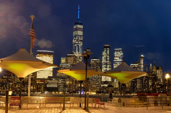 Nueva York Por Noche Manhattan Skyline — Foto de Stock