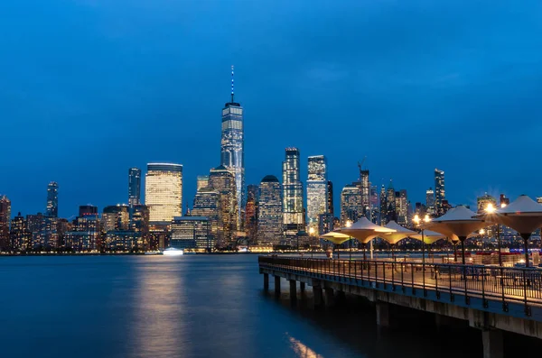 New York City Bij Nacht Skyline Van Manhattan Verenigde Staten — Stockfoto