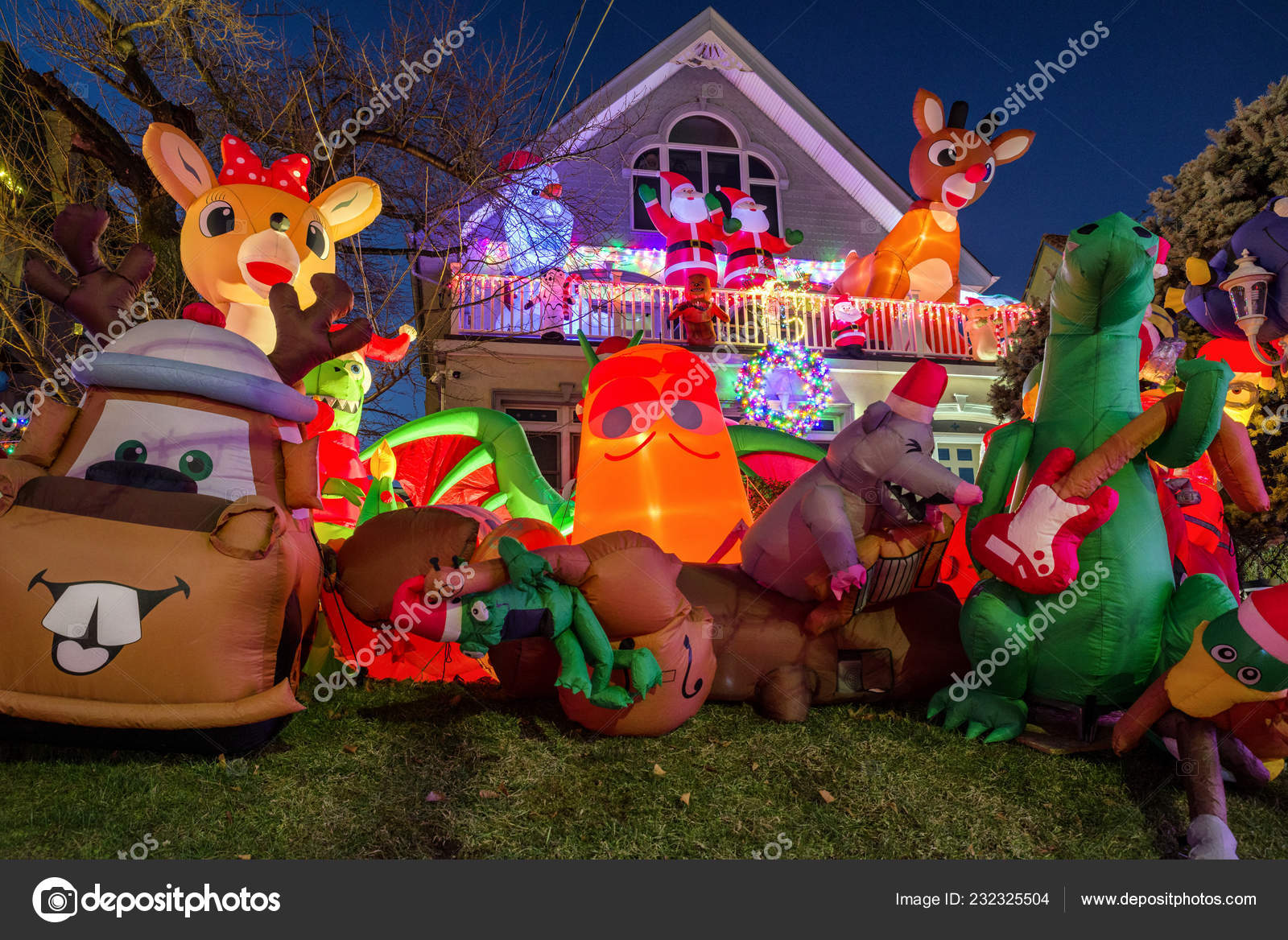 New York Usa December 2018 Christmas Decorations Houses