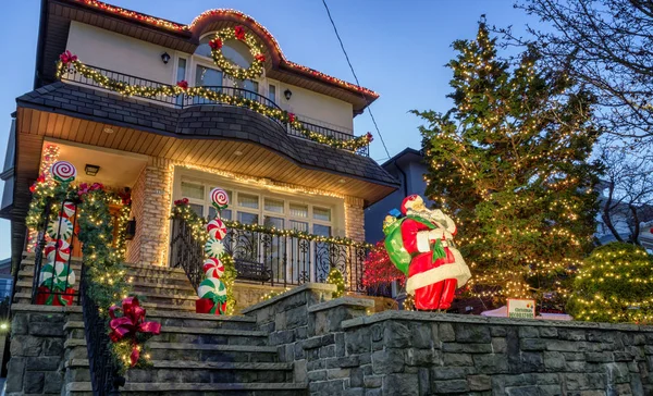 Nueva York Diciembre 2018 Decoraciones Navideñas Casas Barrio Dyker Heights — Foto de Stock