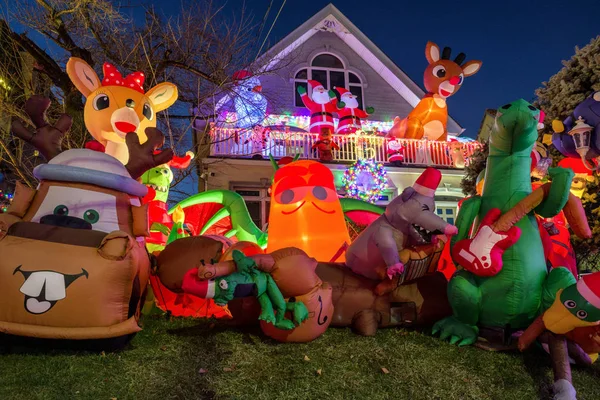 Nueva York Diciembre 2018 Decoraciones Navideñas Casas Barrio Dyker Heights —  Fotos de Stock