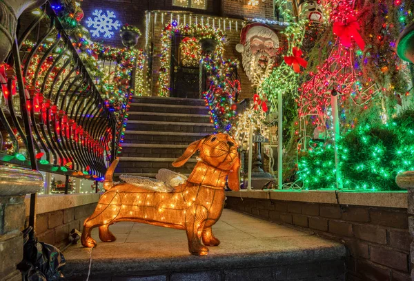 Nova York Eua Dezembro 2018 Decorações Natal Casas Bairro Dyker — Fotografia de Stock