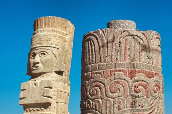 Στήλες Toltec Warriors Στην Πυραμίδα Του Quetzalcoatl Morning Star Στην — Φωτογραφία Αρχείου