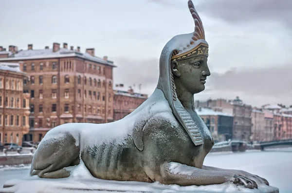 Sphinx Égyptien Près Pont Sur Rivière Fontanka Saint Pétersbourg Russie — Photo