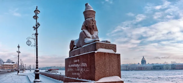 Saint Petersburg Russia Jan 2016 Authentic Antique Egyptian Sphynx Quay — Stock Photo, Image