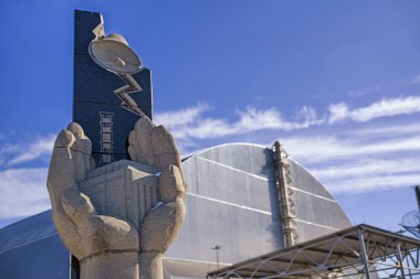 Anıt, dördüncü reaktör ve onun kapsayan lahit Çernobil dışlama bölgesi, Ukrayna