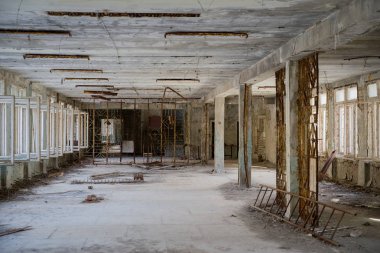 Chernobyl dışlama bölgesinde, Ukrayna Bina terk