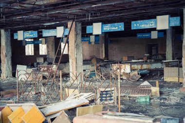 Terk edilmiş Dükkanı Pripyat City, Çernobil dışlama bölgesi, Ukrayna