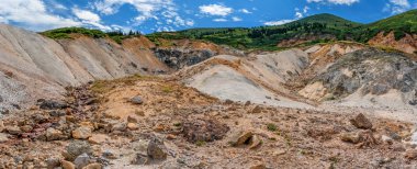 fumarolic field at the Mendeleev volcano at Kunashir island, Russia clipart