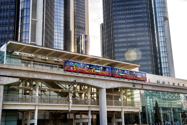 Der detroit people mover ist ein automatisiertes people mover system in detroit, michigan. — Stockfoto