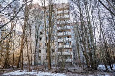 Chernobyl dışlama bölgesinde, Ukrayna Bina terk