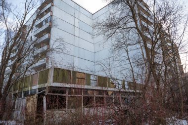 Chernobyl dışlama bölgesinde, Ukrayna Bina terk