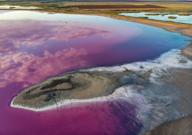 Lemurian pembe tuz gölü, Ukrayna. Hava görünümü