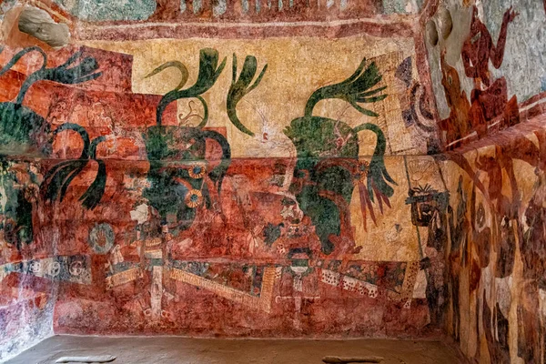 Bonampak Chiapas Mexikó December 2019 Ősi Falfestmények Templomában Festmények Bonampak — Stock Fotó