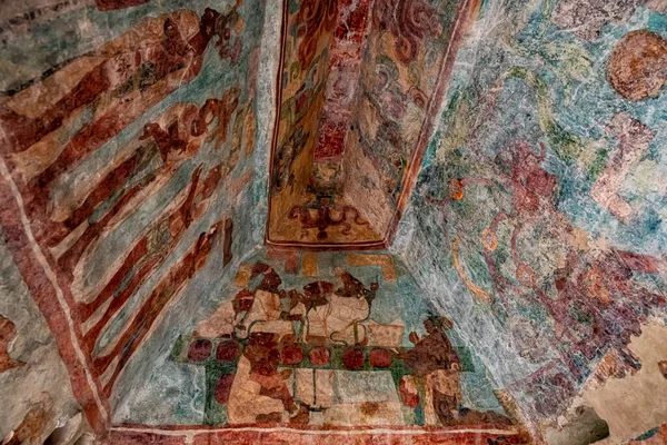 Bonampak Chiapas Mexikó December 2019 Ősi Falfestmények Templomában Festmények Bonampak — Stock Fotó