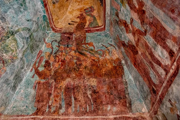 Bonampak Chiapas Mexico December 2019 Oude Muurschilderingen Temple Paintings Van — Stockfoto