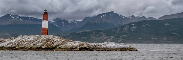 Vista Panorâmica Farol Les Eclaireurs Canal Beagle Tierra Del Fuego — Fotografia de Stock