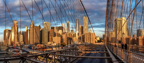 2018 Brooklyn Bridge Lever Soleil New York États Unis — Photo