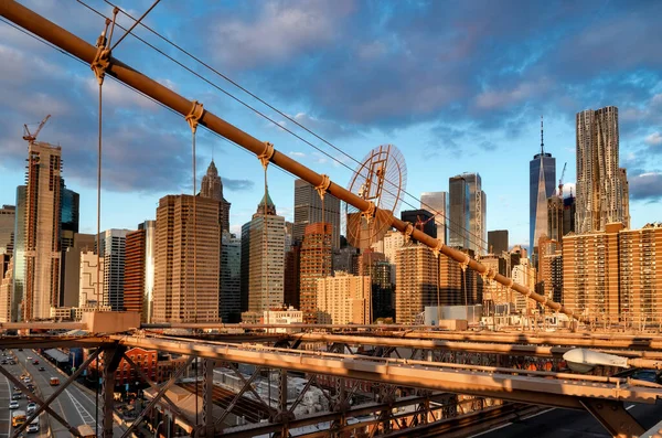 Brooklyn Bridge Lever Soleil New York États Unis — Photo