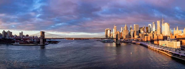 Ponte Brooklyn Durante Nascer Sol Nova Iorque Estados Unidos — Fotografia de Stock