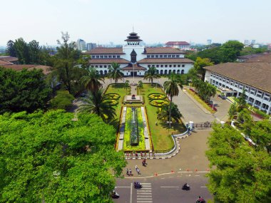 Aerial view of Gedung Sate in bandung clipart