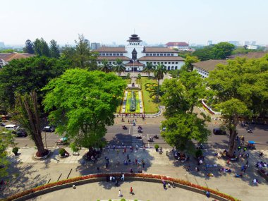 Aerial view of Gedung Sate in bandung clipart