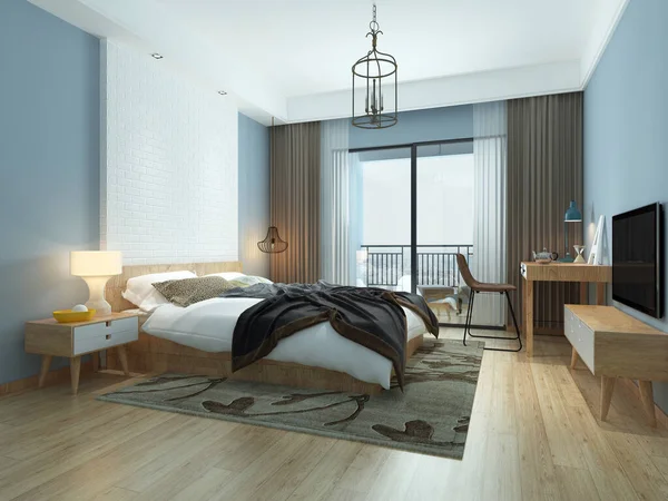 Rendering Bett Zimmer Komfortabel — Stockfoto