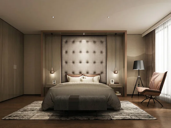 Rendering Slaapkamer Dus Comfortabel — Stockfoto