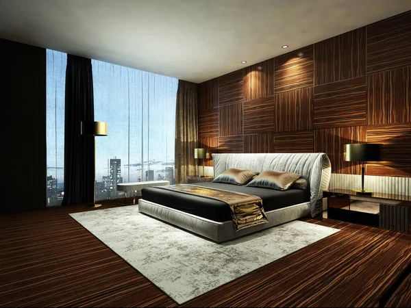 Rendering Bett Zimmer Komfortabel — Stockfoto